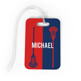 Guys Lacrosse Bag/Luggage Tag - Personalized Vertical Lacrosse Stick