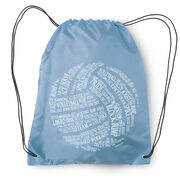 Volleyball Drawstring Backpack Volleyball Words