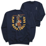 Guys Lacrosse Crewneck Sweatshirt - Play Hard, Chill Easy (Back Design)