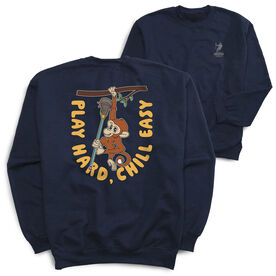 Guys Lacrosse Crewneck Sweatshirt - Play Hard, Chill Easy (Back Design)