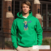 Guys Lacrosse Hooded Sweatshirt - Laxer the Lacrosse Dog