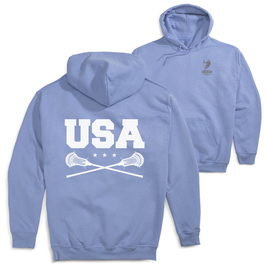 Guys Lacrosse Hooded Sweatshirt - USA(Back Design)