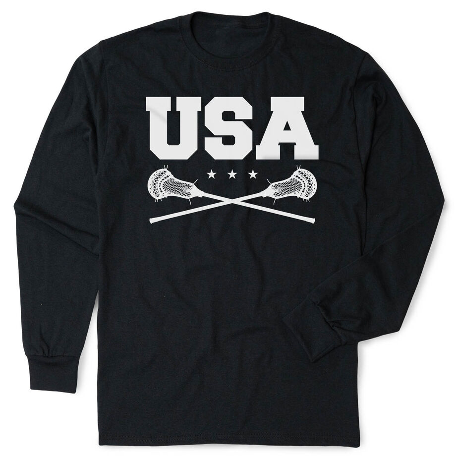 Guys Lacrosse Tshirt Long Sleeve - USA