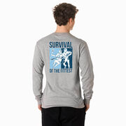 Guys Lacrosse Tshirt Long Sleeve - Survival of the Fittest (Back Design)