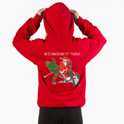 Hockey Hooded Sweatshirt - He's Checking It Twice (Back Design) 
