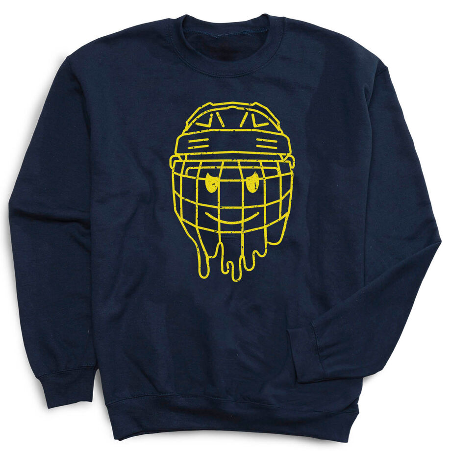 Hockey Crewneck Sweatshirt - Have An Ice Day Smiley Face - Personalization Image