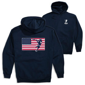 Guys Lacrosse Hooded Sweatshirt - Patriotic Lacrosse (Back Design)