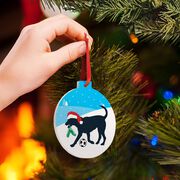 Soccer Round Ceramic Ornament - Soccer Dog