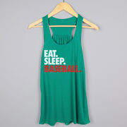 Baseball Flowy Racerback Tank Top - Eat Sleep Baseball (Bold Text)