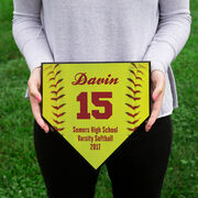 Softball Personalized Softball Stitches Home Plate Plaque