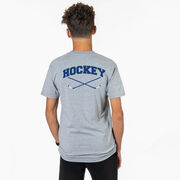 Hockey Short Sleeve T-Shirt - Hockey Crossed Sticks Logo (Back Design)