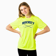 Hockey Short Sleeve Performance Tee - Hockey Crossed Sticks Logo