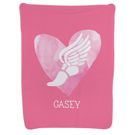 Track and Field Baby Blanket - Watercolor Heart Winged Foot