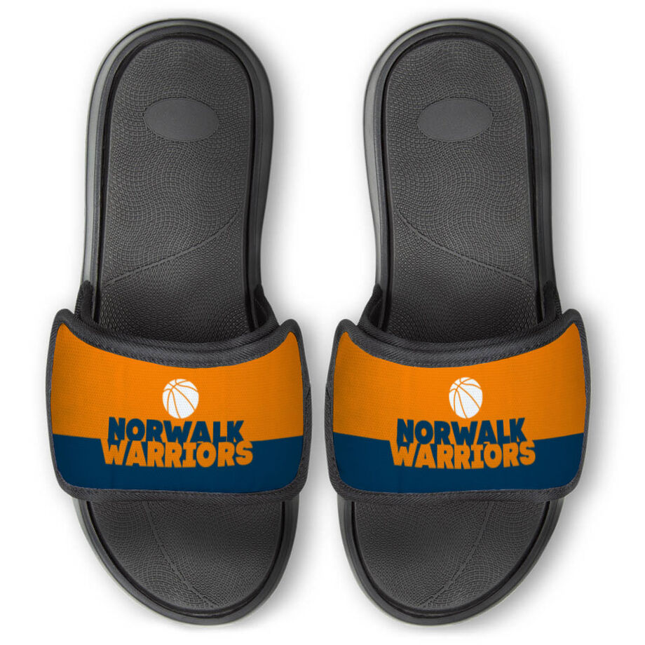 Basketball Repwell&reg; Slide Sandals - Team Name Colorblock - Personalization Image
