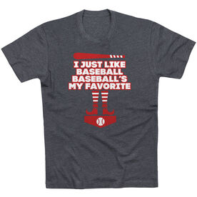 Baseball Short Sleeve T-Shirt - Baseball's My Favorite [Youth Large/Charcoal] - SS