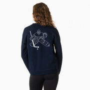 Hockey Crewneck Sweatshirt - Hockey Goalie Sketch (Back Design)
