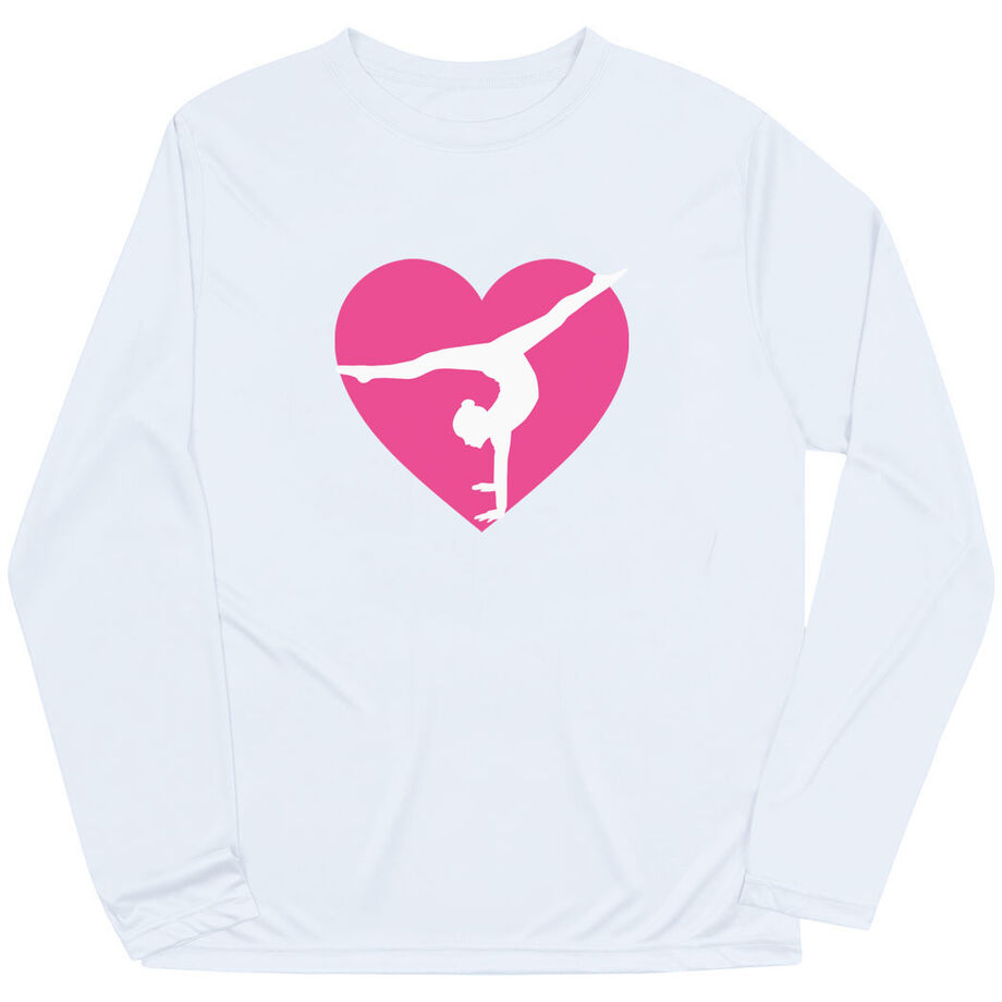 Gymnastics Long Sleeve Performance Tee - Gymnast Heart