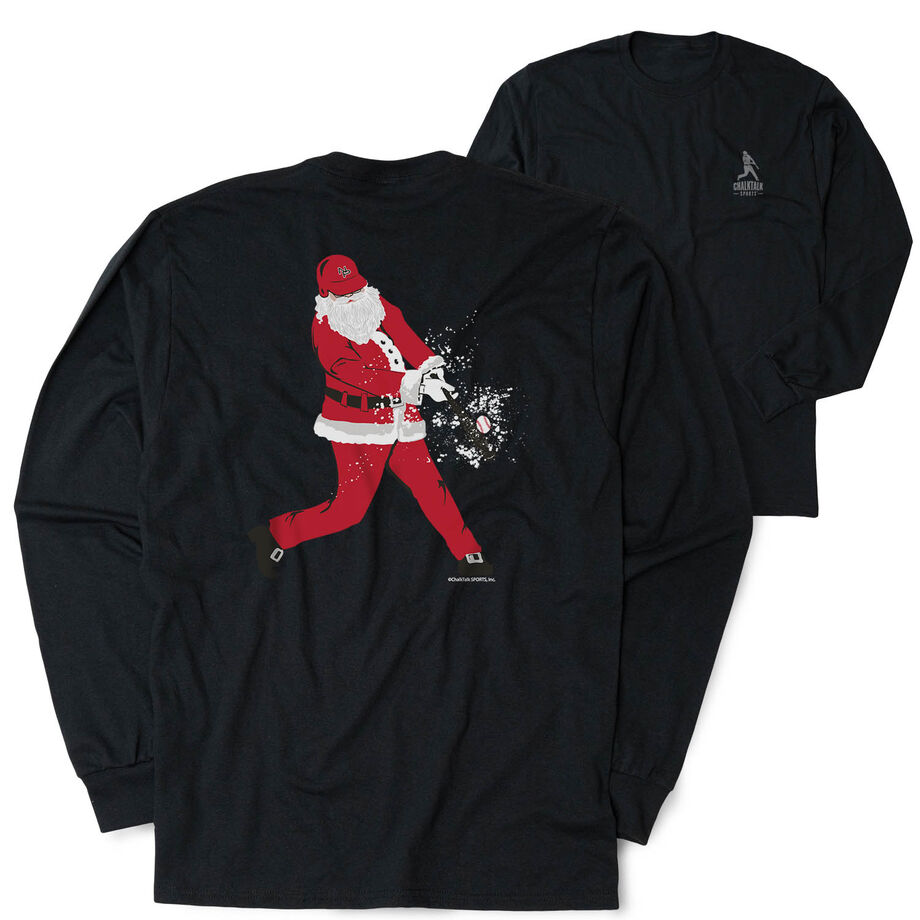 Baseball Tshirt Long Sleeve - Home Run Santa (Back Design)