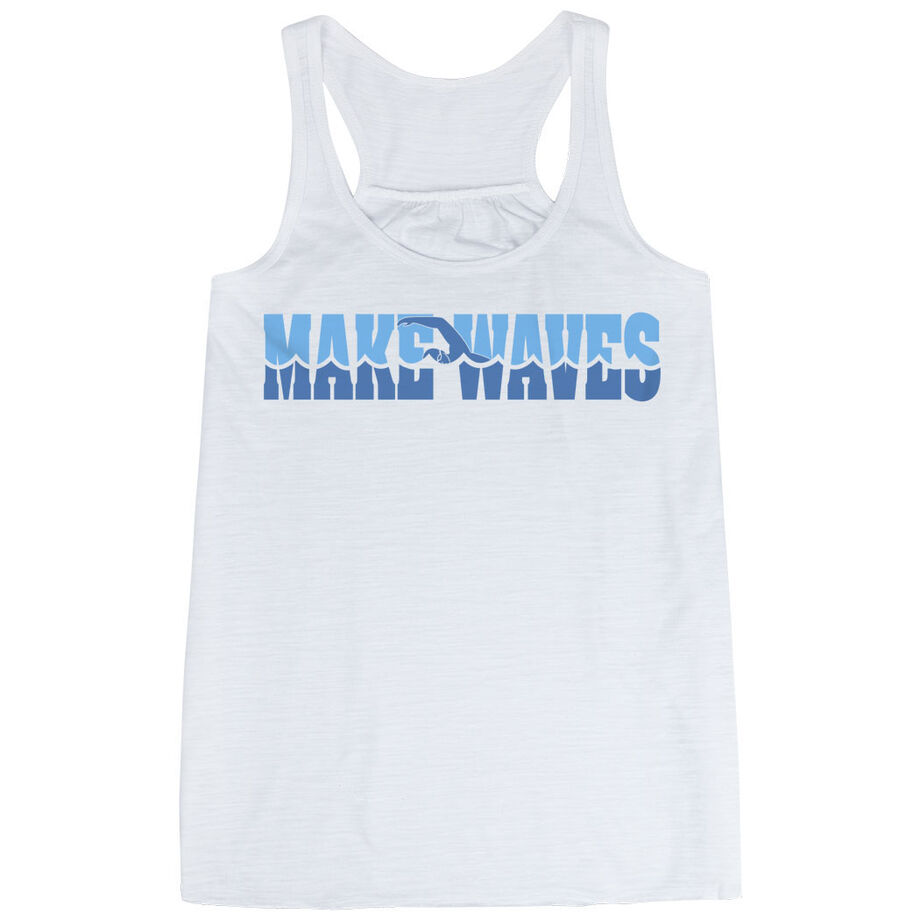 Swimming Flowy Racerback Tank Top - Make Waves [Adult XXX-Large/White] - SS