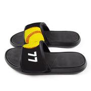 Softball Repwell&reg; Slide Sandals - Ball and Number Reflected