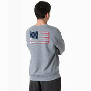 Guys Lacrosse Crewneck Sweatshirt - American Flag (Back Design)