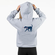 Girls Lacrosse Hooded Sweatshirt - LuLa The LAX Dog Blue (Back Design)