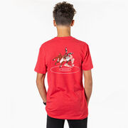 Wrestling Short Sleeve T-Shirt - Wrestling Reindeer (Back Design)