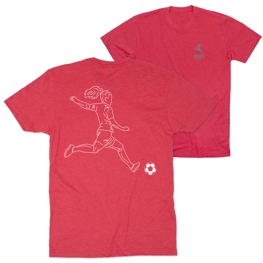 Soccer Short Sleeve T-Shirt - Soccer Girl Player Sketch (Back Design)