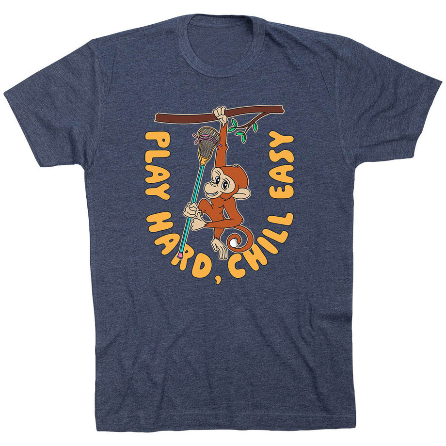 Guys Lacrosse Short Sleeve T-Shirt - Play Hard, Chill Easy