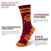 Basketball Woven Mid-Calf Socks - Ball (Maroon/Orange)