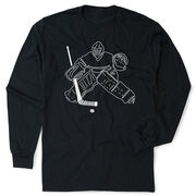 Hockey Tshirt Long Sleeve - Hockey Goalie Sketch