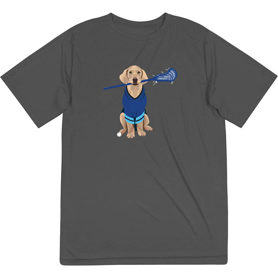 Guys Lacrosse Short Sleeve Performance Tee - Laxer the Lacrosse Dog