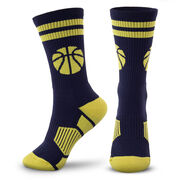 Basketball Woven Mid-Calf Socks - Ball (Navy/Gold)