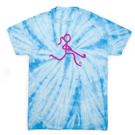 Field Hockey Short Sleeve T-Shirt - Neon Pink Field Hockey Girl Tie Dye [Adult Small/Baby Blue] - SS