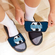 Soccer Repwell&reg; Slide Sandals - Soccer Ball with Text