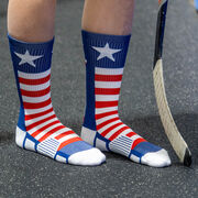 Hockey Woven Mid-Calf Socks - Patriotic
