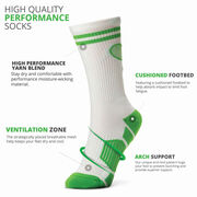Tennis Woven Mid-Calf Socks - Crossed Racquets - Green