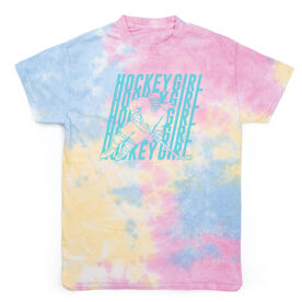 Hockey T-Shirt Short Sleeve - Hockey Girl Repeat Tie Dye