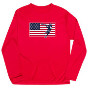 Guys Lacrosse Long Sleeve Performance Tee - Patriotic Lacrosse