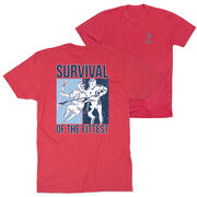 Guys Lacrosse Short Sleeve T-Shirt - Survival of the Fittest (Back Design)