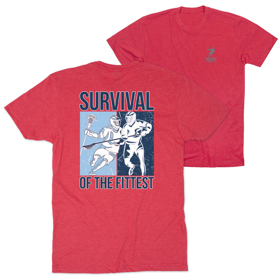 Guys Lacrosse Short Sleeve T-Shirt - Survival of the Fittest (Back Design)
