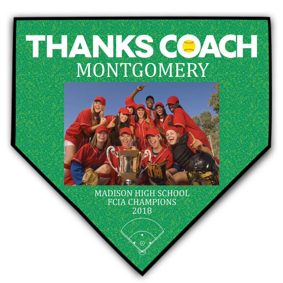 Softball Home Plate Plaque - Thank You Coach Photo
