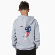 Guys Lacrosse Hooded Sweatshirt - American Flag Silhouette Lacrosse (Back Design)