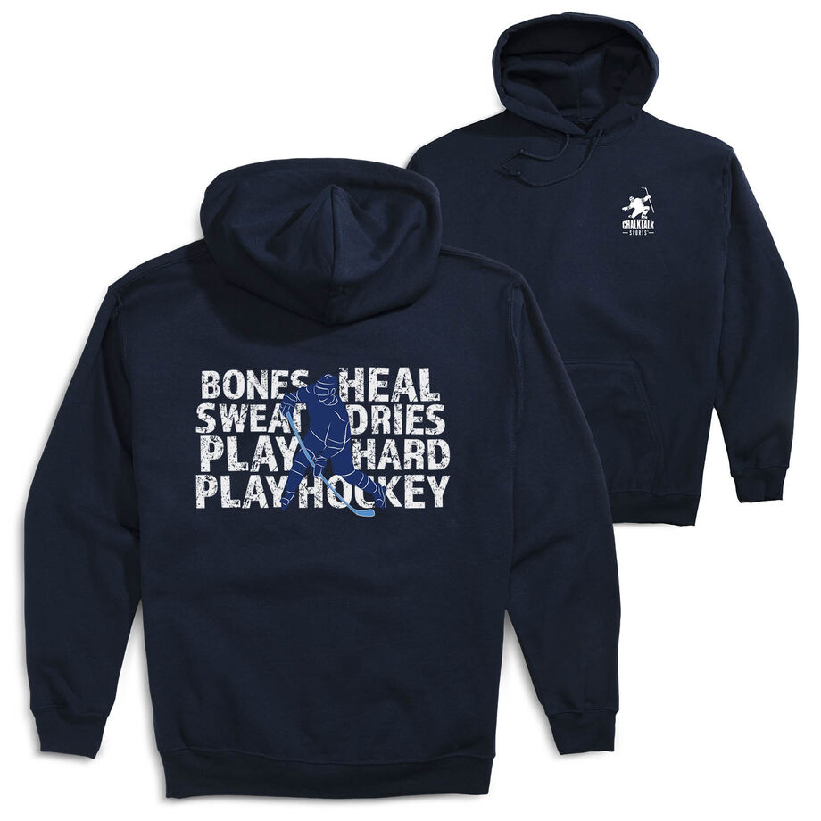 Hockey Hooded Sweatshirt - Bones Heal Hockey (Back Design) 