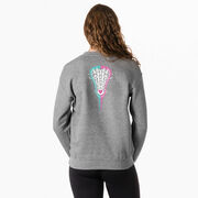 Girls Lacrosse Crewneck Sweatshirt - Lacrosse Stick Heart (Back Design)