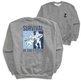 Guys Lacrosse Crewneck Sweatshirt - Survival of the Fittest (Back Design)