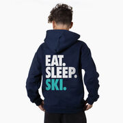 Skiing Hooded Sweatshirt - Eat Sleep Ski (Back Design)
