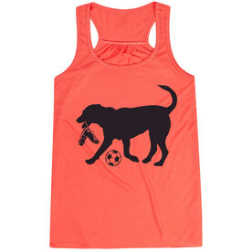 Soccer Flowy Racerback Tank Top - Soccer Dog - Black TRANSFER