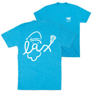 Girls Lacrosse Short Sleeve T-Shirt - Santa Lax Face (Back Design) 