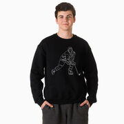 Hockey Crewneck Sweatshirt - Hockey Player Sketch